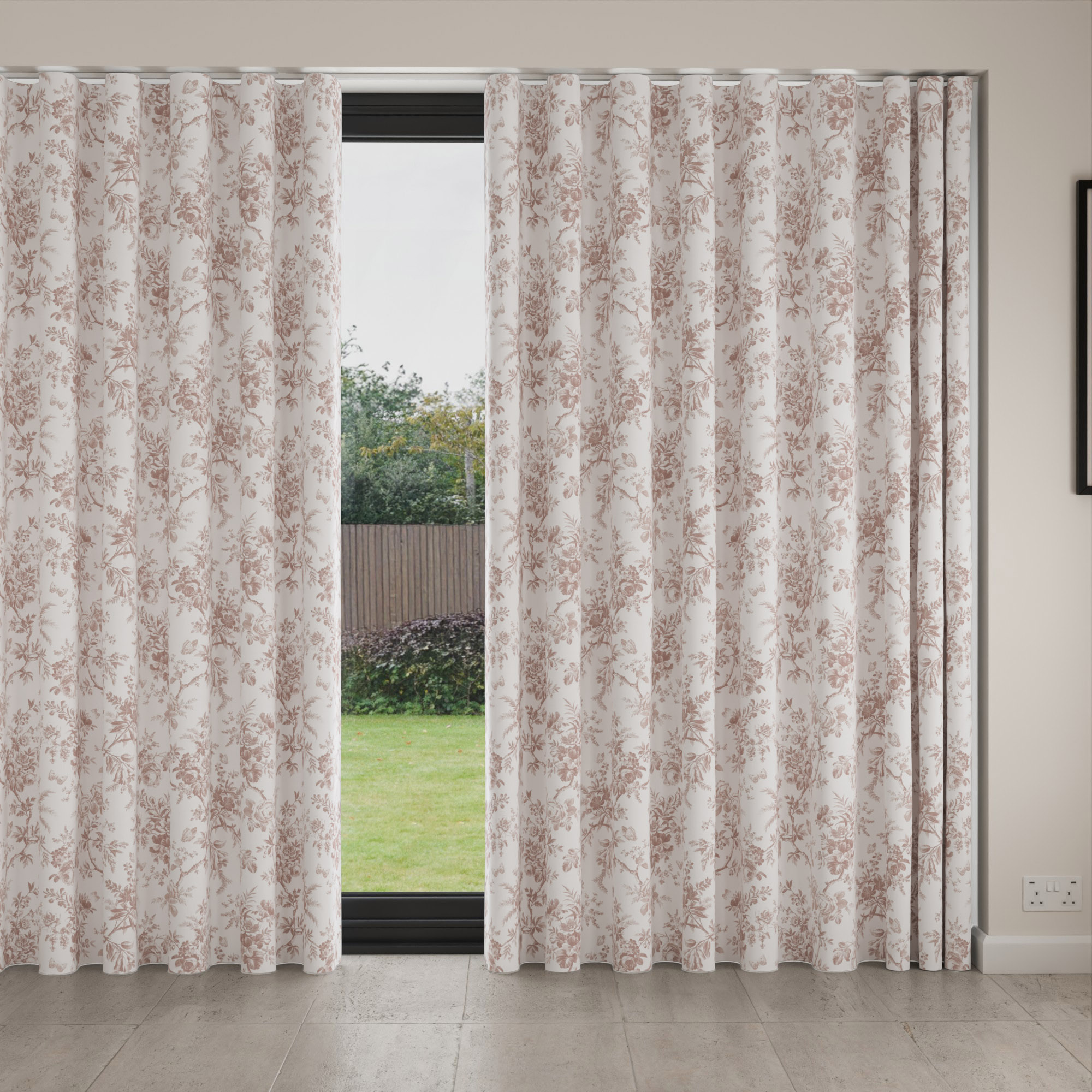 Laura Ashley Walled Garden Dark Blush Wave Curtain - Image 4