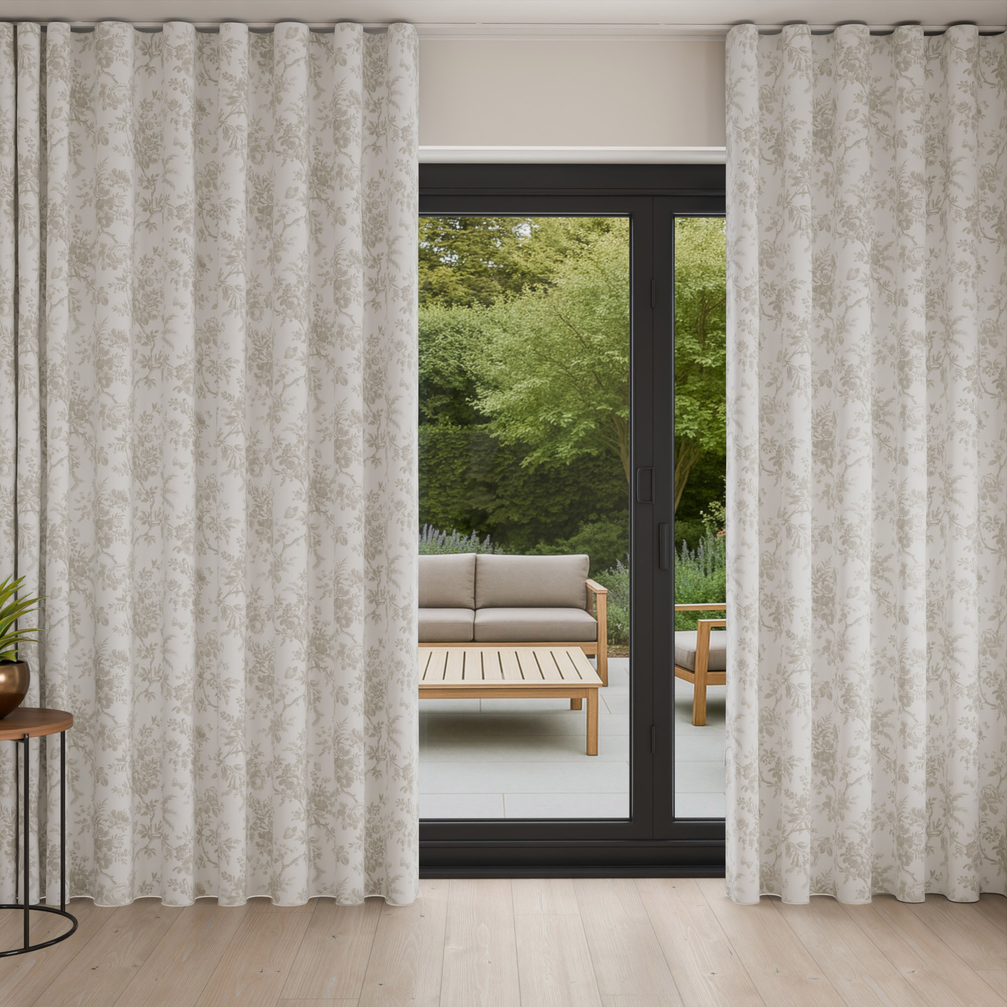 Laura Ashley Walled Garden Dove Grey Wave Curtain - Image 3