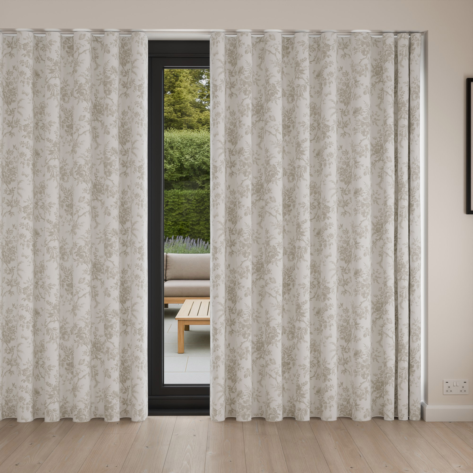 Laura Ashley Walled Garden Dove Grey Wave Curtain - Image 4