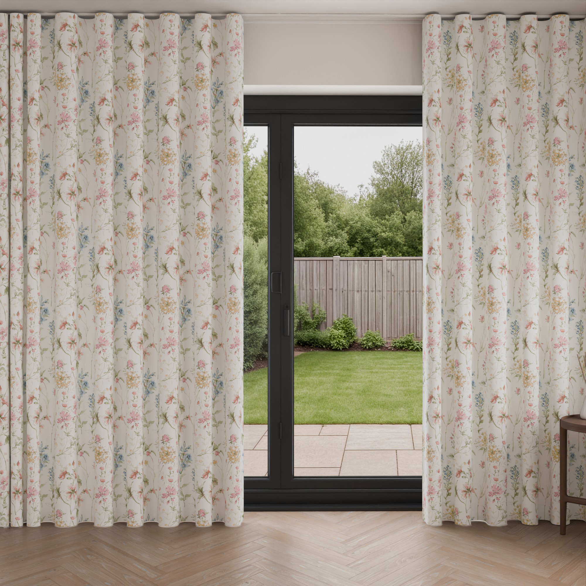 Laura Ashley Wild Meadow Coral Pink Wave Curtain - Image 3