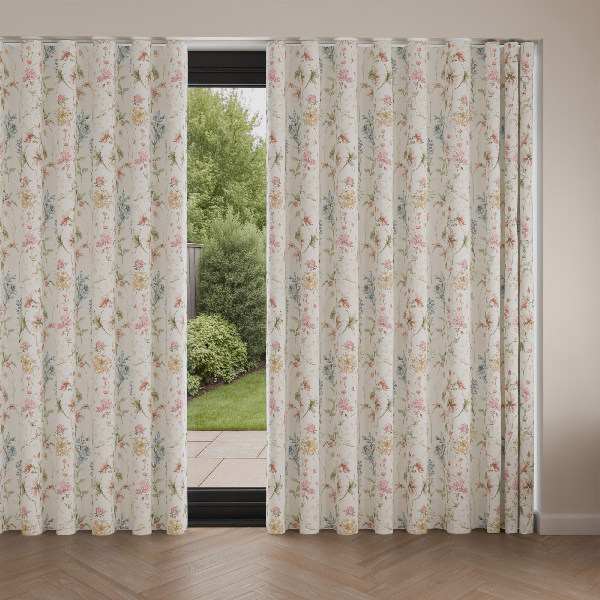 Laura Ashley Wild Meadow Coral Pink Wave Curtain - Image 4
