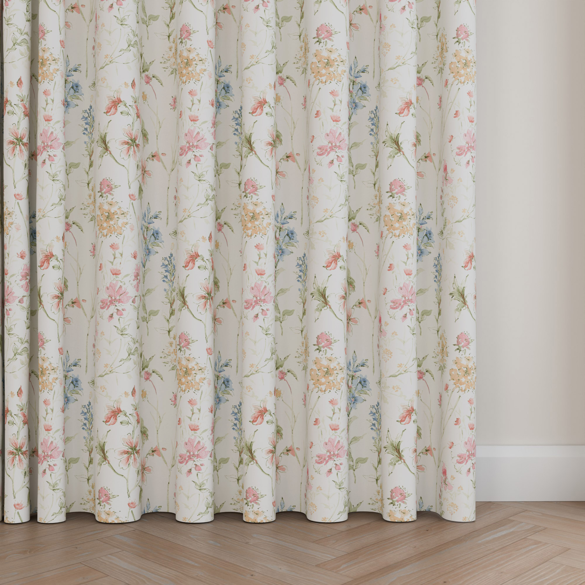 Laura Ashley Wild Meadow Coral Pink Wave Curtain - Image 5