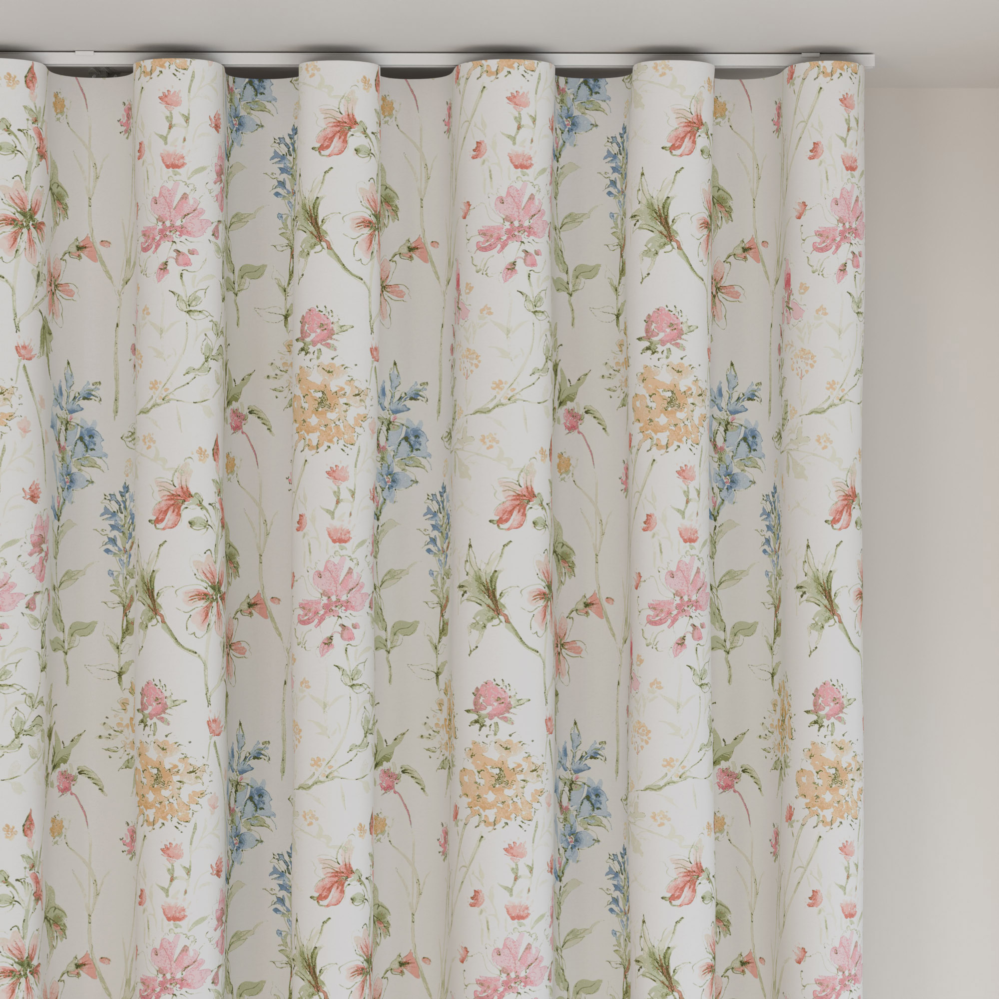 Laura Ashley Wild Meadow Coral Pink Wave Curtain - Image 6