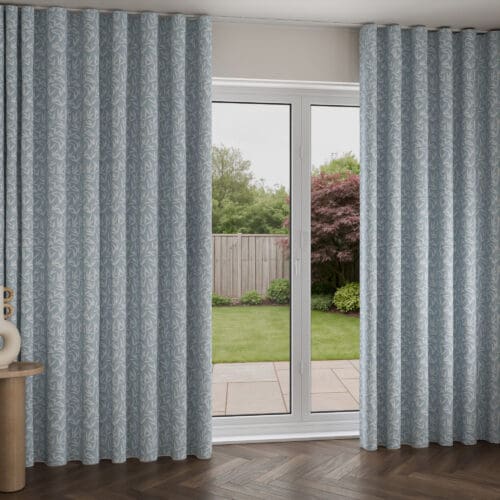 Laura Ashley Willow Leaf Chenille Pale Seaspray Wave Curtain