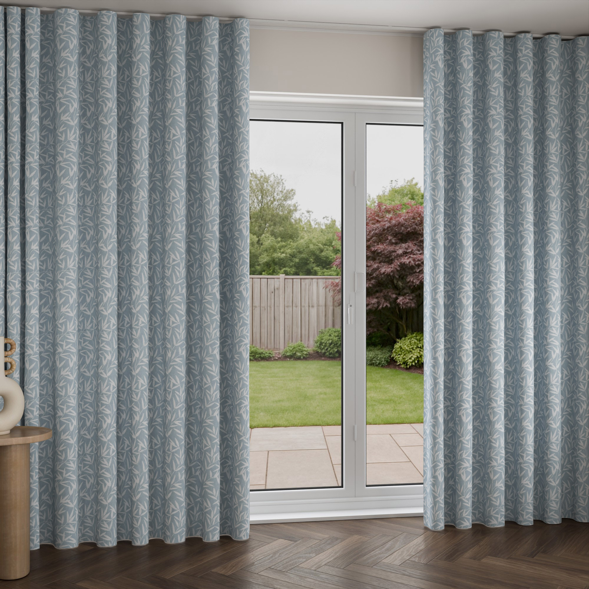 Laura Ashley Willow Leaf Chenille Pale Seaspray Wave Curtain
