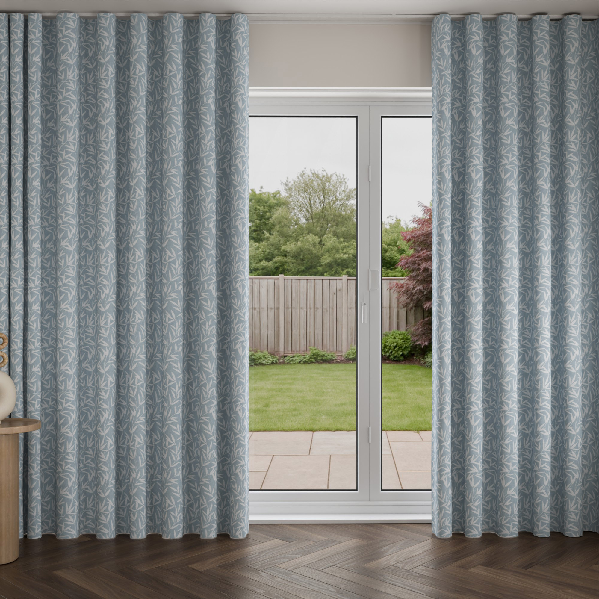 Laura Ashley Willow Leaf Chenille Pale Seaspray Wave Curtain - Image 3