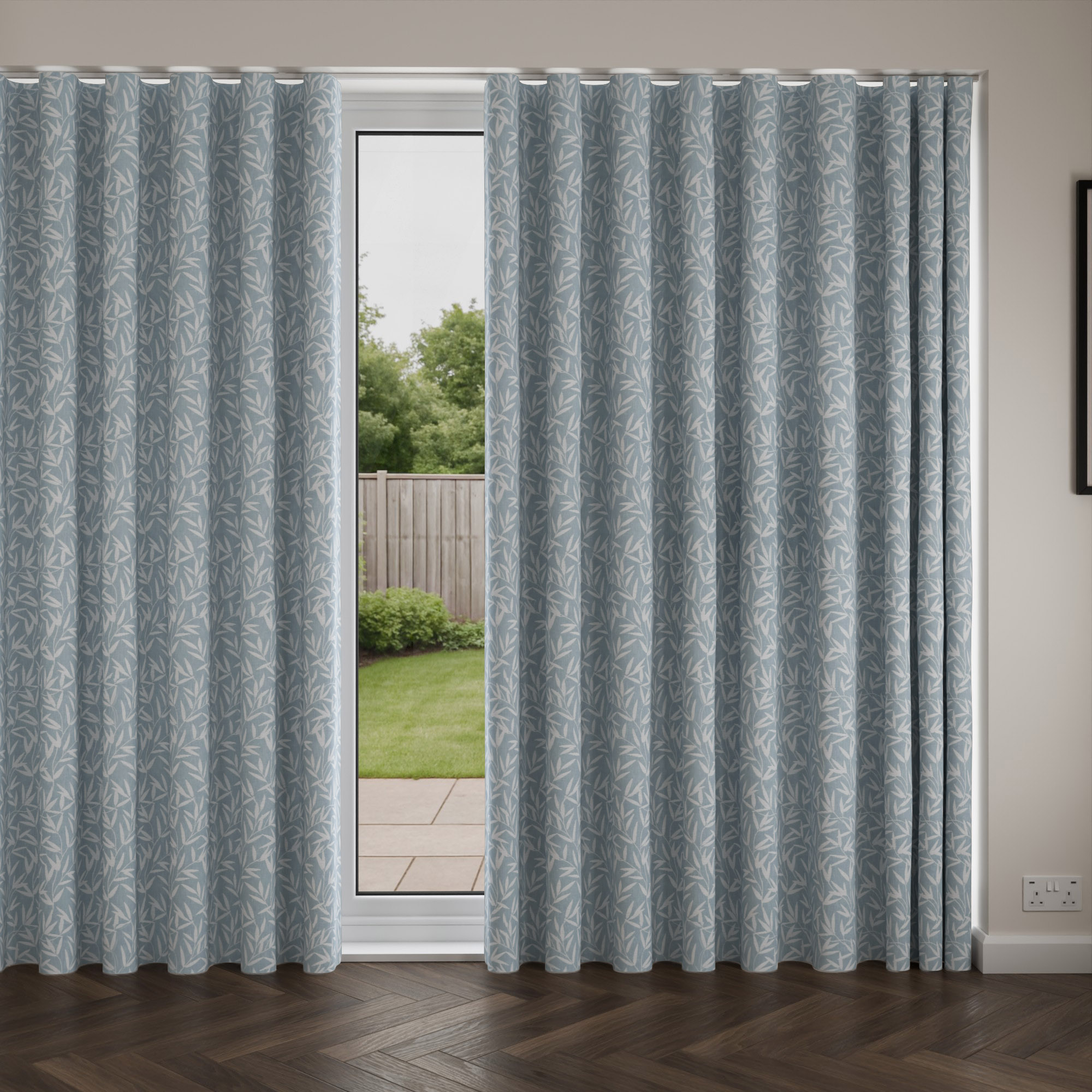 Laura Ashley Willow Leaf Chenille Pale Seaspray Wave Curtain - Image 4