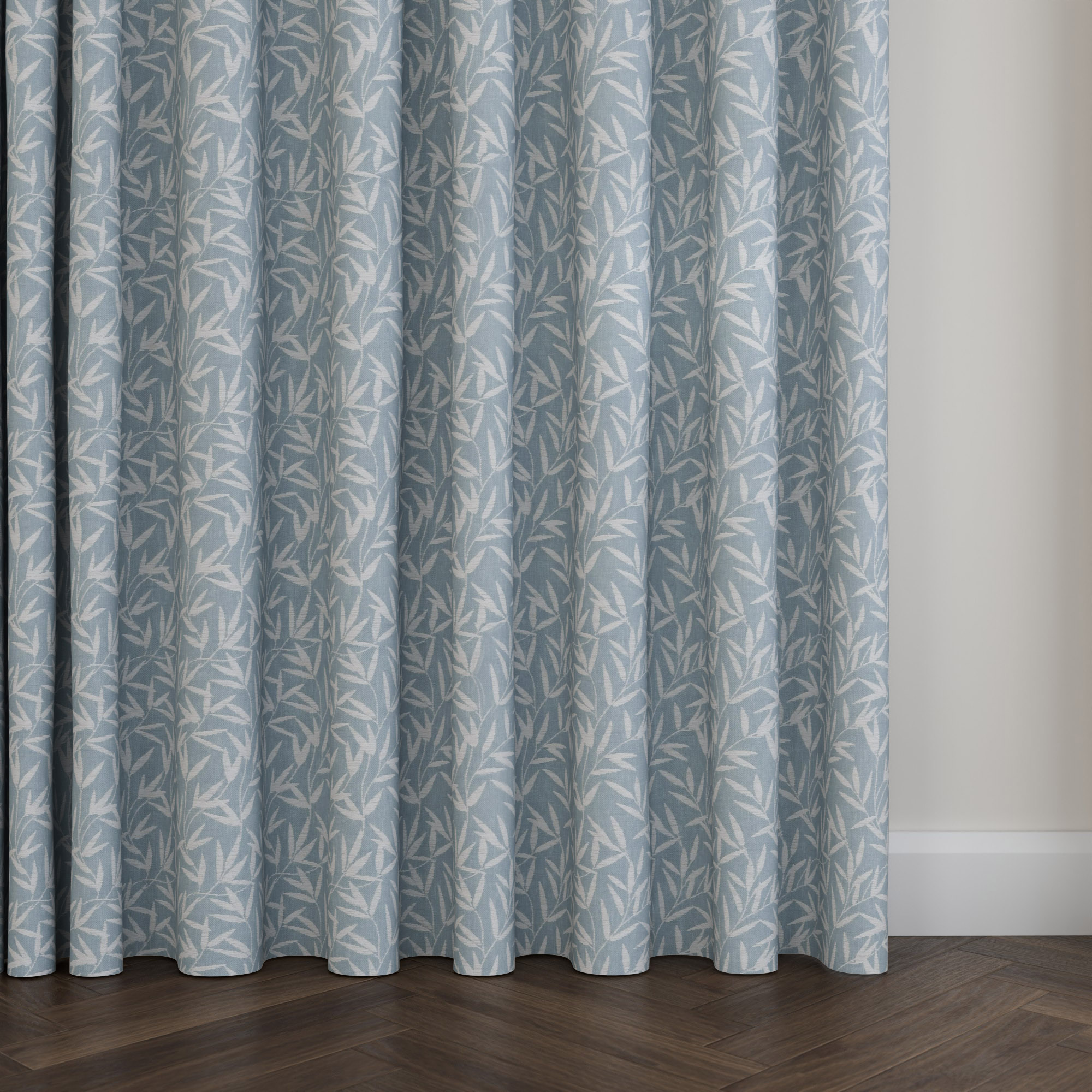 Laura Ashley Willow Leaf Chenille Pale Seaspray Wave Curtain - Image 5