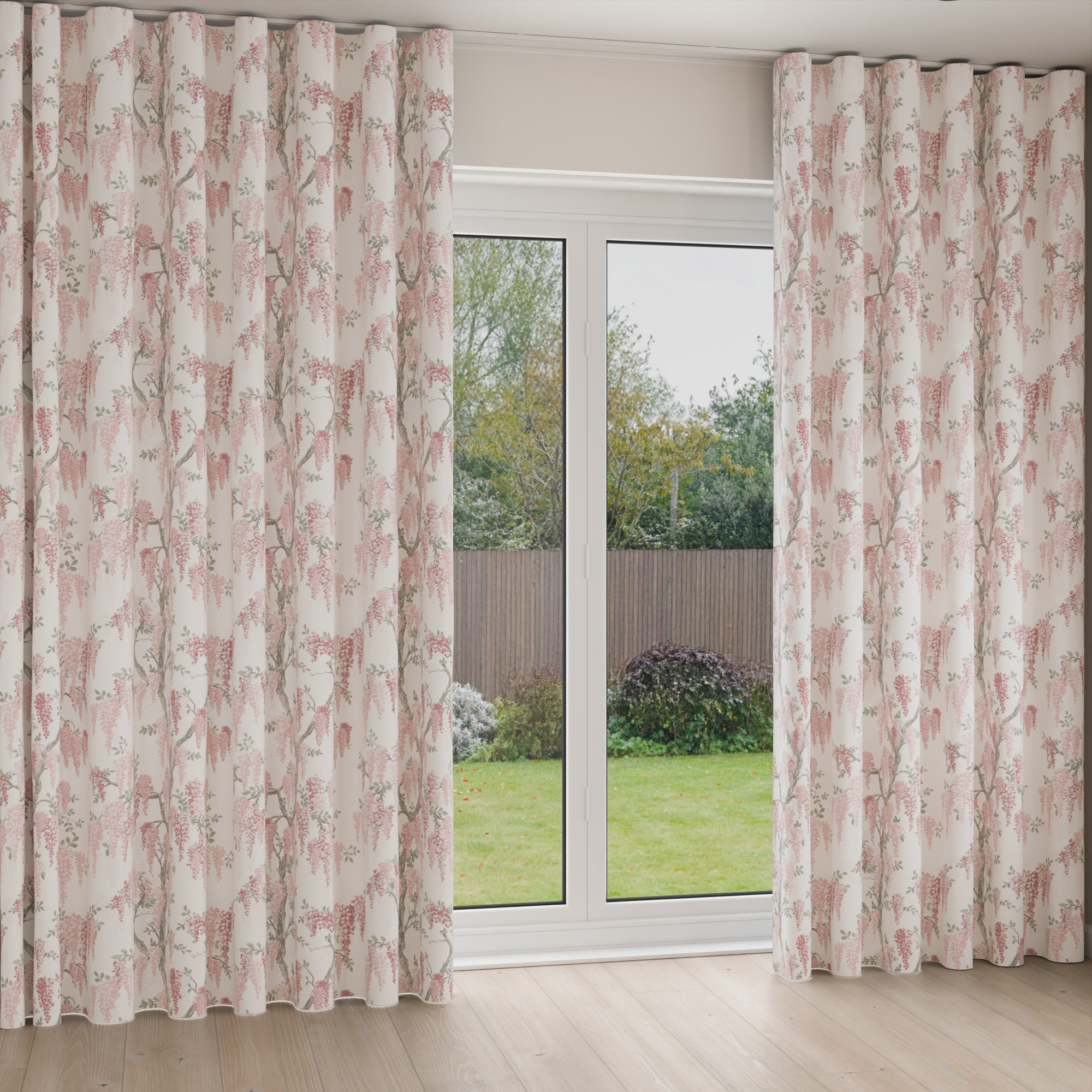 Laura Ashley Wisteria Coral Pink Wave Curtain - Image 2