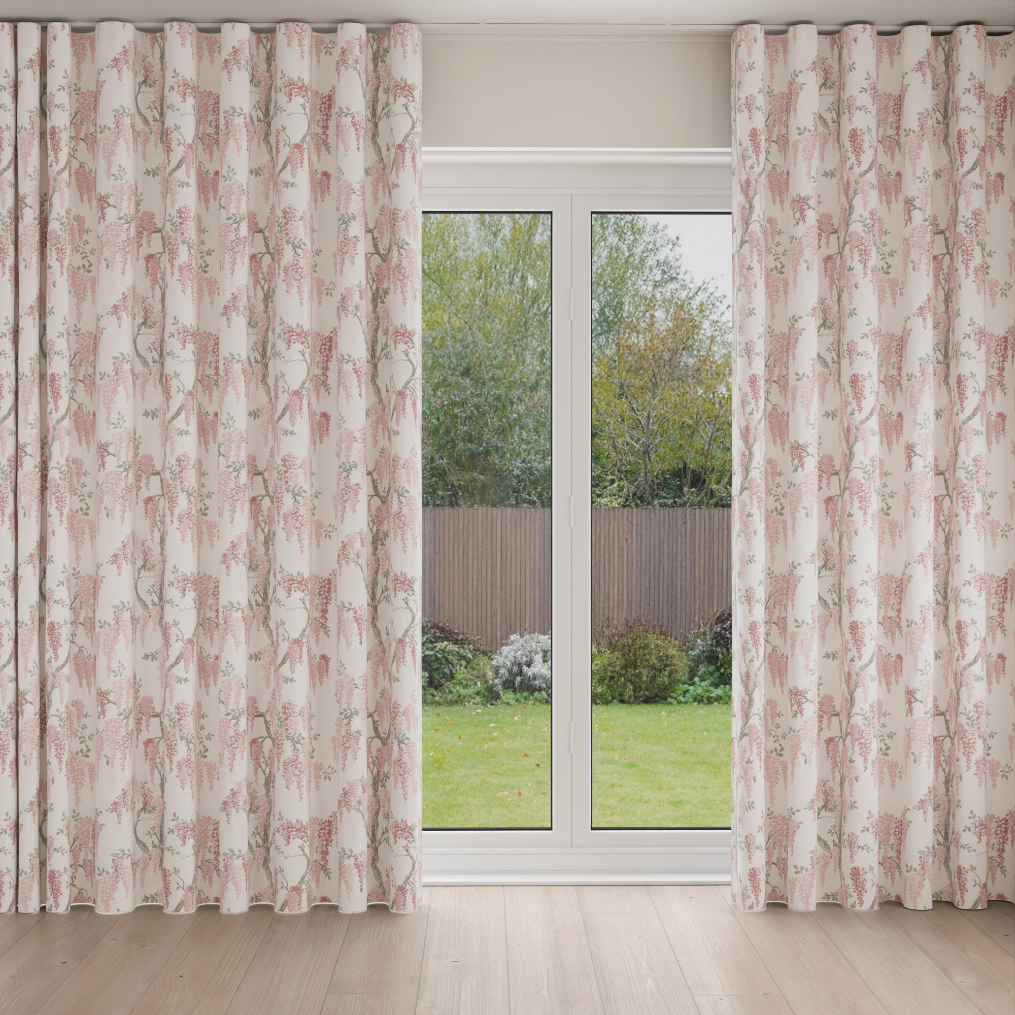 Laura Ashley Wisteria Coral Pink Wave Curtain - Image 3