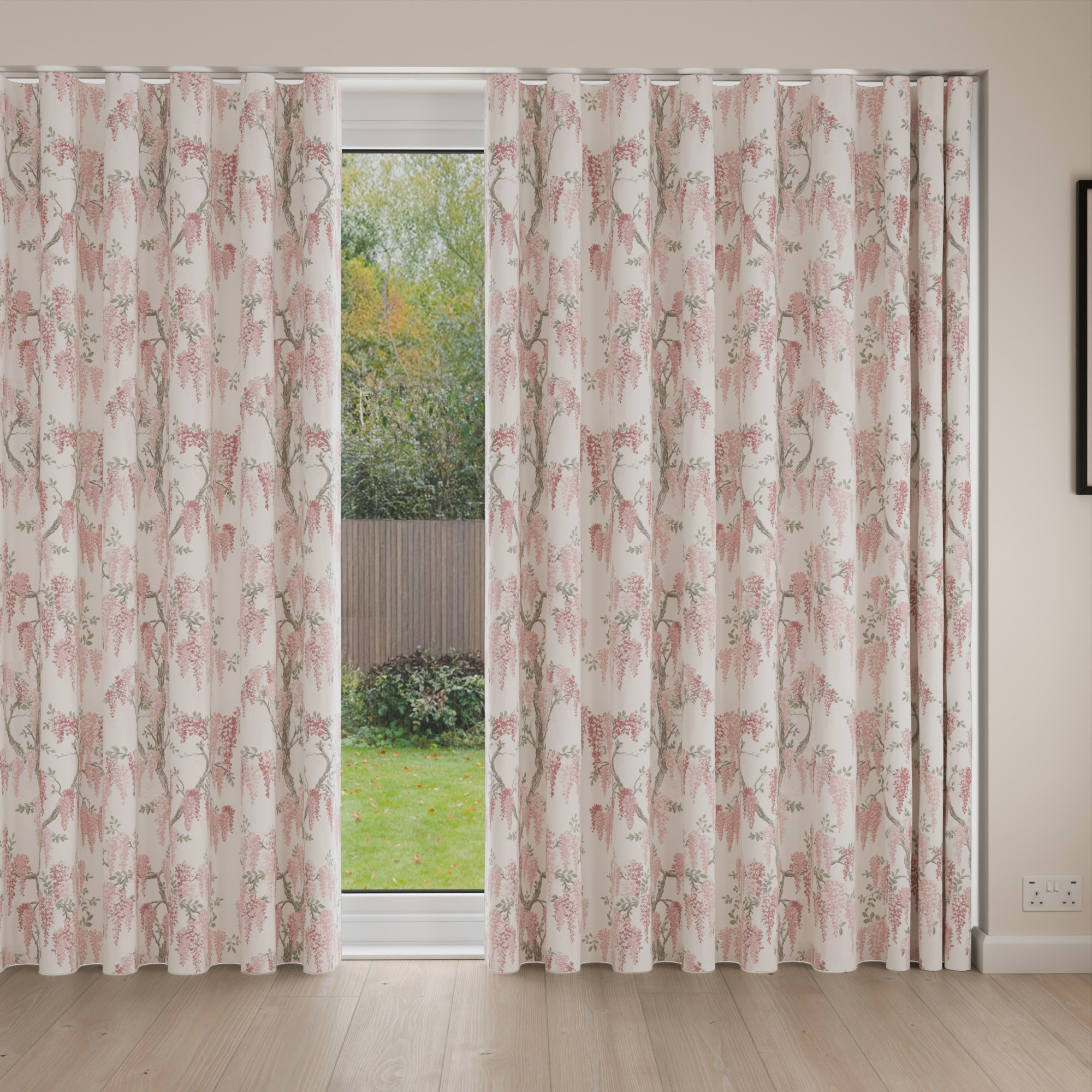 Laura Ashley Wisteria Coral Pink Wave Curtain - Image 4