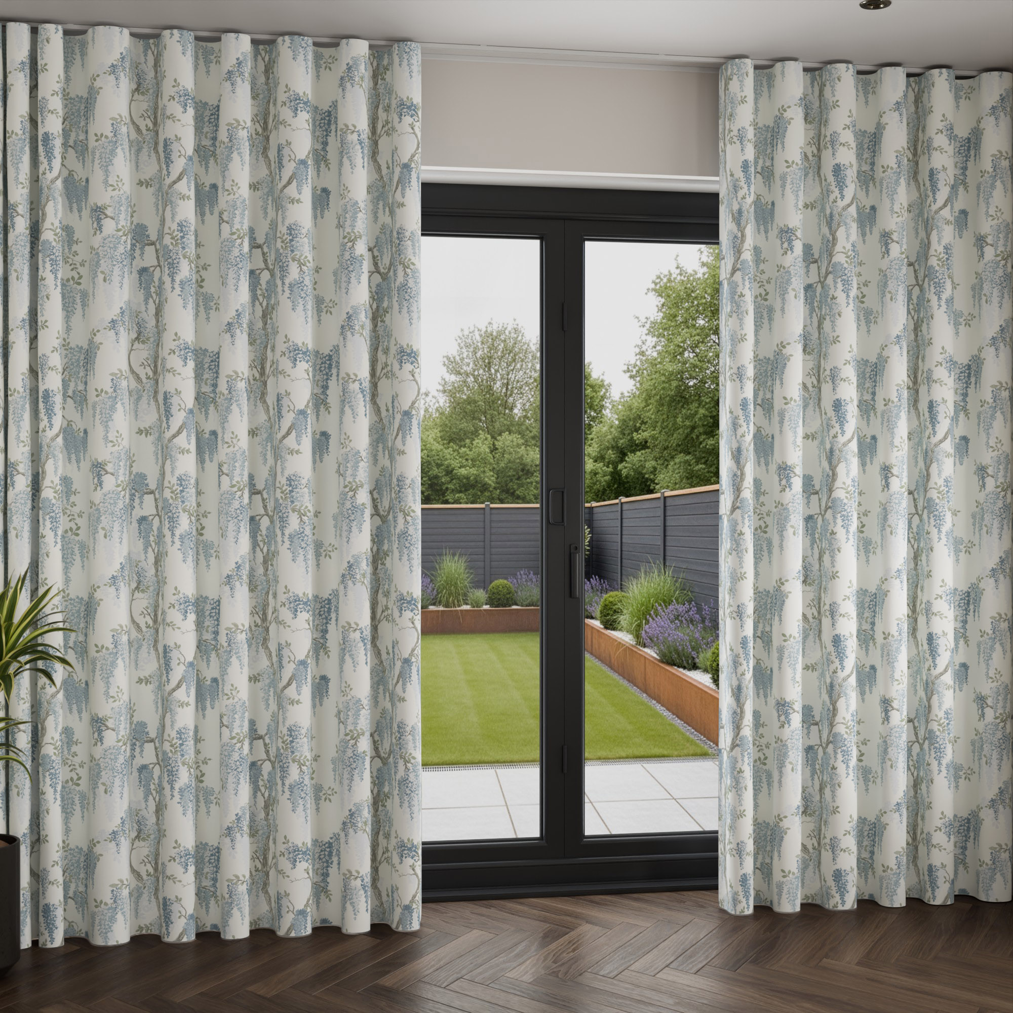 Laura Ashley Wisteria Newport Blue Wave Curtain - Image 2