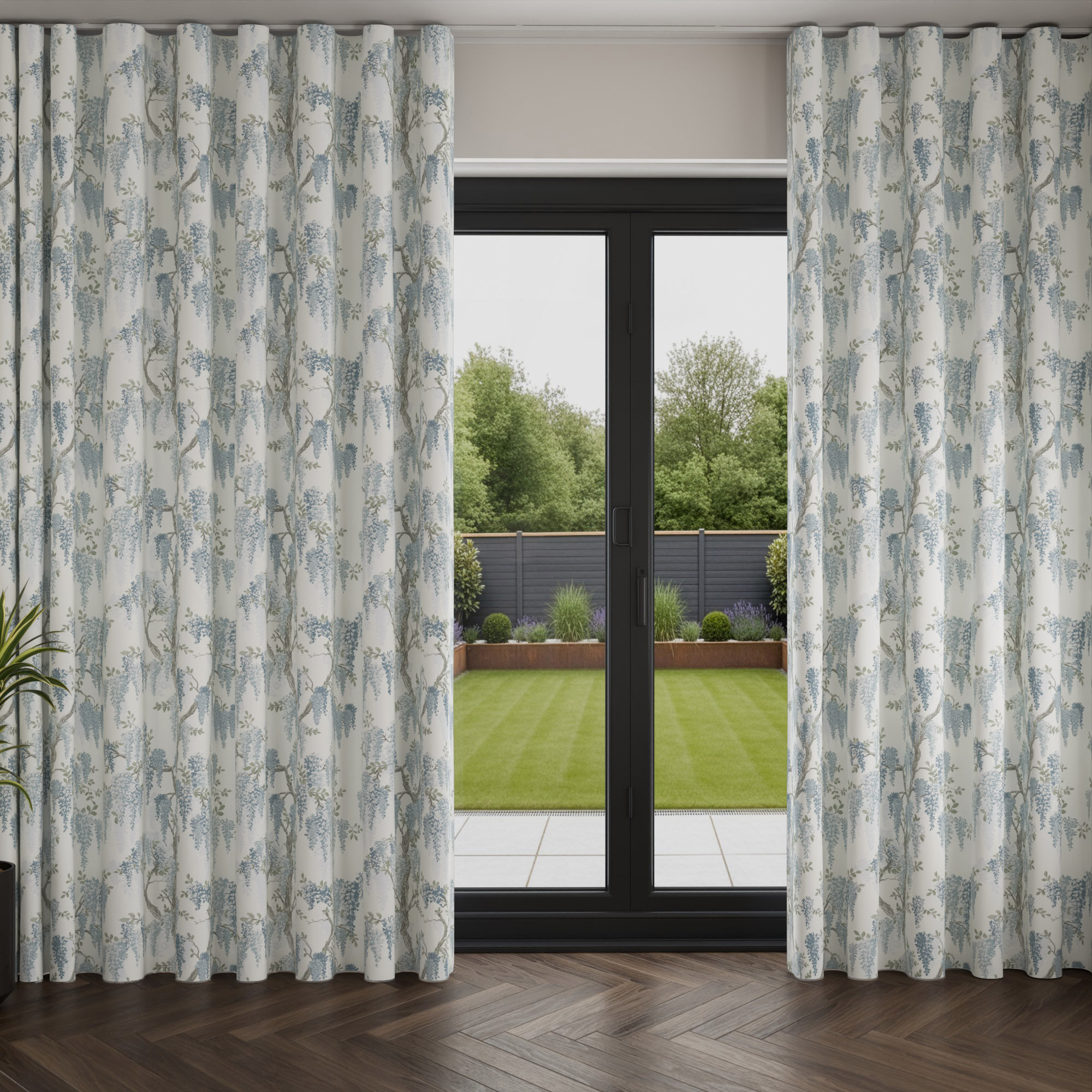 Laura Ashley Wisteria Newport Blue Wave Curtain - Image 3