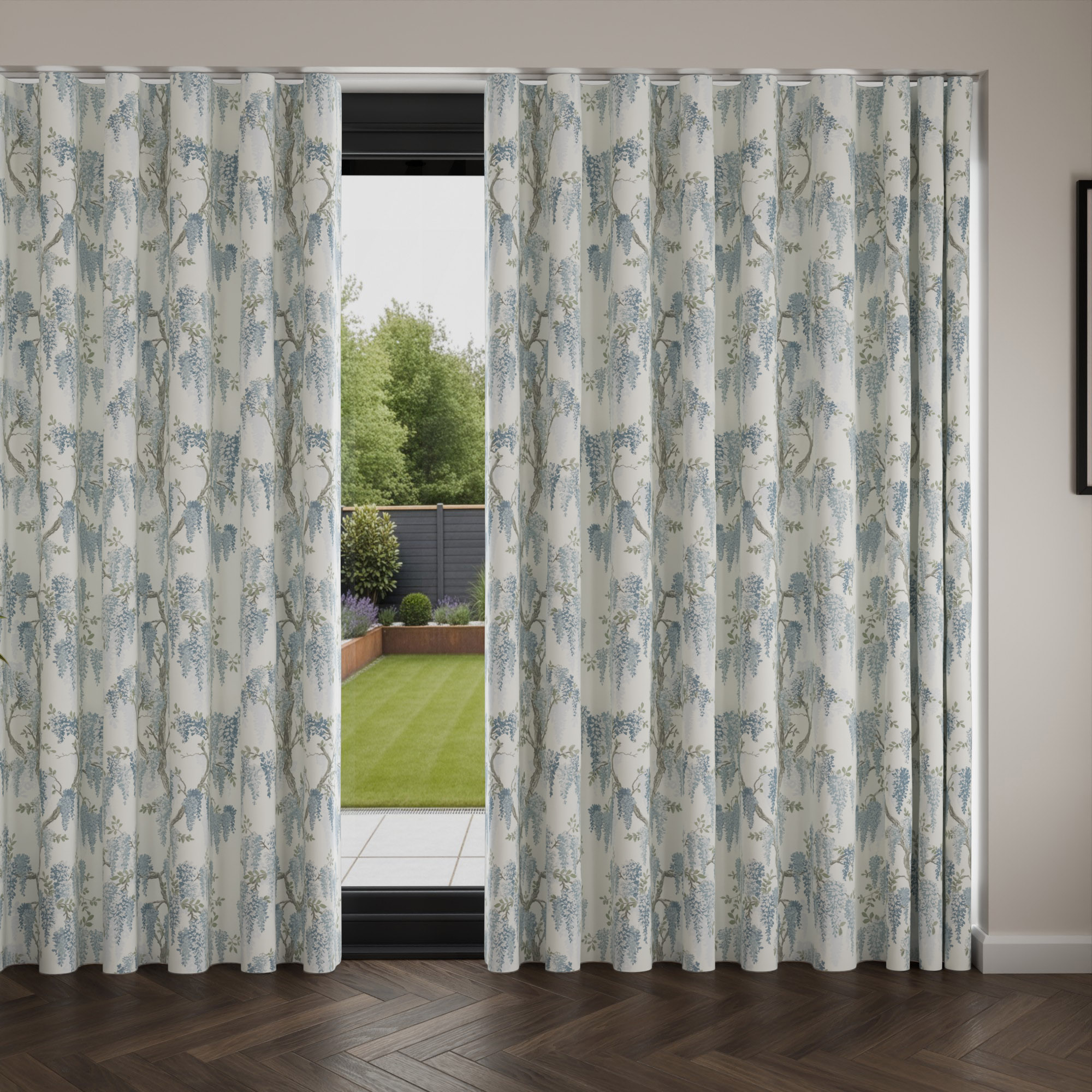 Laura Ashley Wisteria Newport Blue Wave Curtain - Image 4