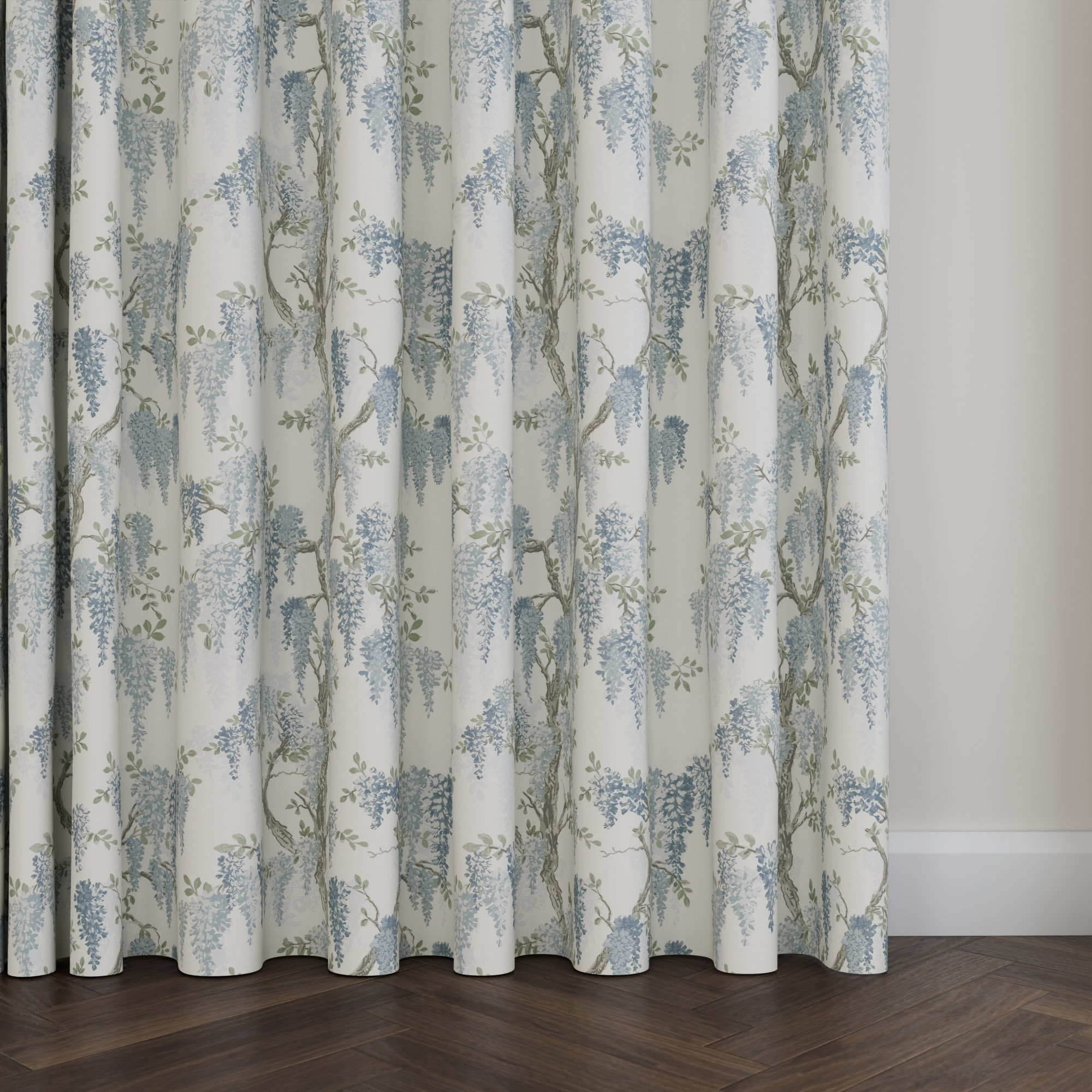 Laura Ashley Wisteria Newport Blue Wave Curtain - Image 5