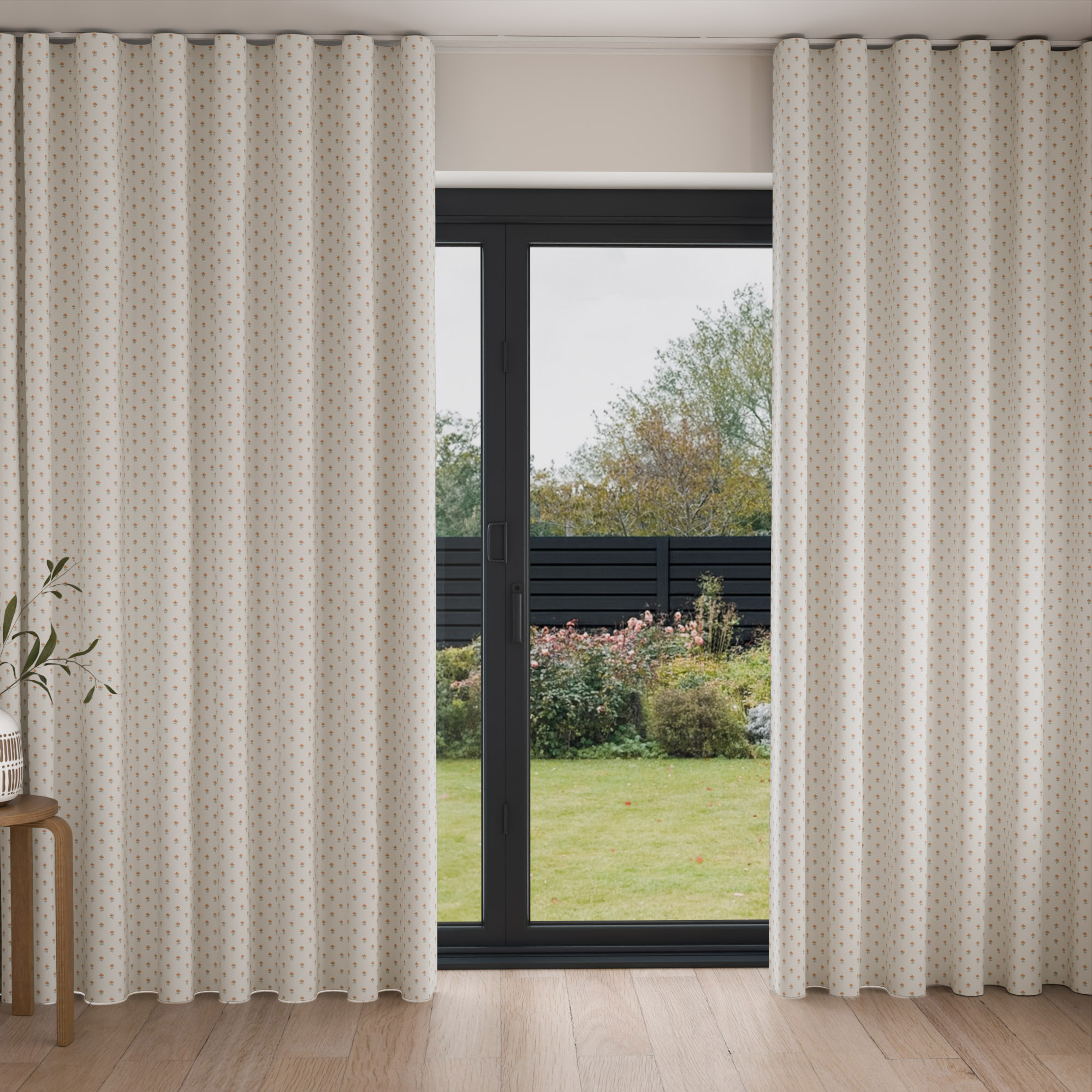 Laura Ashley Wood Violet Apricot Wave Curtain
