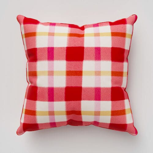 Wee Blue Bell Strawberry Jam Check Red Pink Cushion