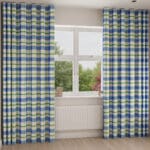 Wee Blue Bell Blueberry Jam Check Blue Green Wave Curtain