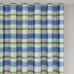 Wee Blue Bell Blueberry Jam Check Blue Green Wave Curtain