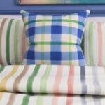 Wee Blue Bell Blueberry Jam Check Blue Green Cushion