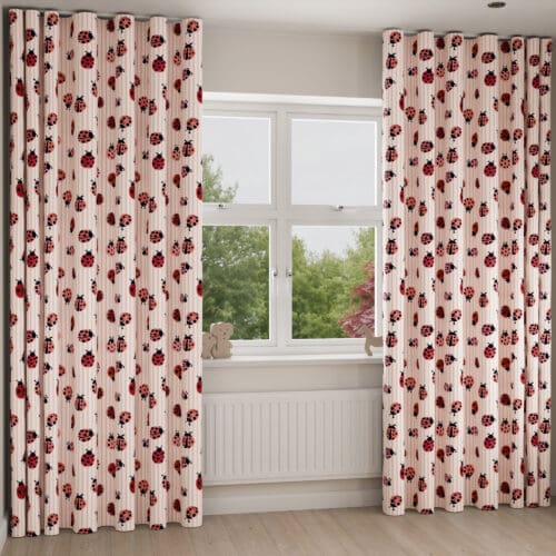 Wee Blue Bell Little Ladybirds Poppy Wave Curtain