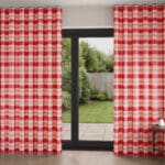 Wee Blue Bell Strawberry Jam Check Red Pink Wave Curtain