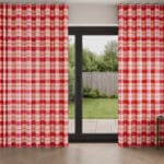 Wee Blue Bell Strawberry Jam Check Red Pink Wave Curtain