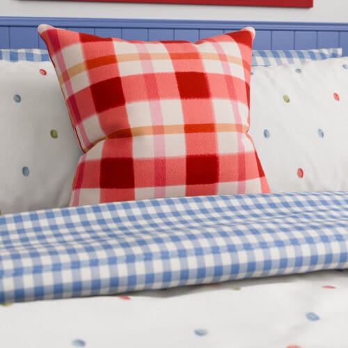 Wee Blue Bell Strawberry Jam Check Red Pink Cushion