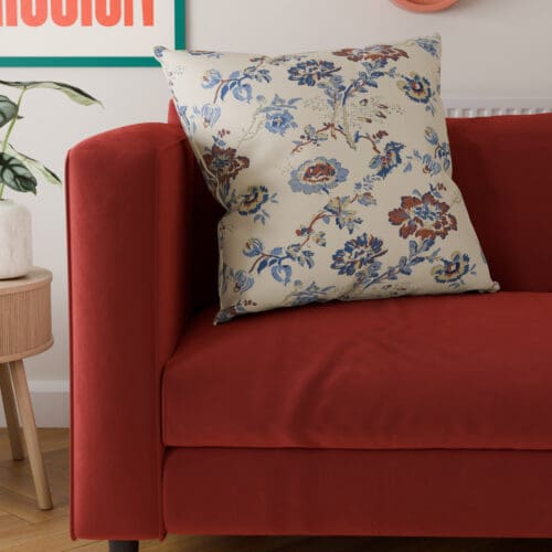 Land & Shore Orchard Blue Red Cushion