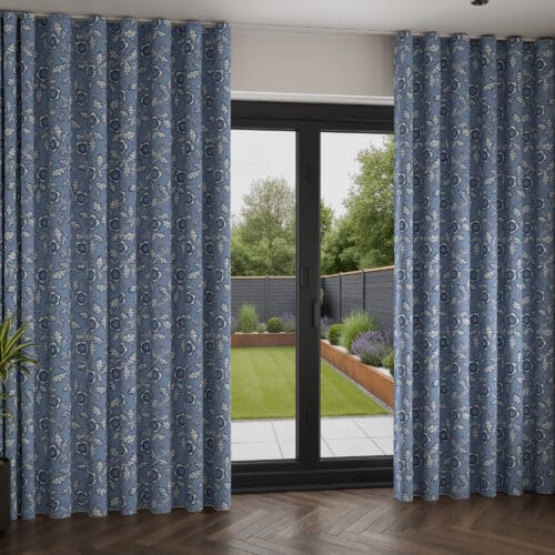 Land & Shore River Blue Red Wave Curtain