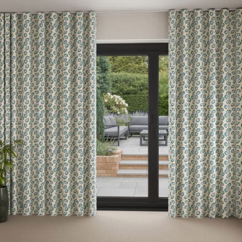 Land & Shore Seedling Teal Wave Curtain