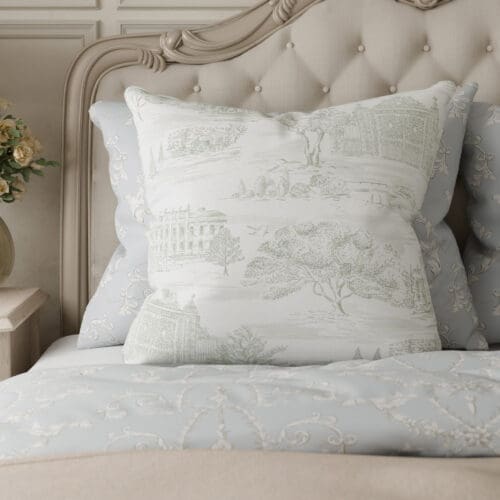 Historic Royal Palaces Palace Toile Green Cushion