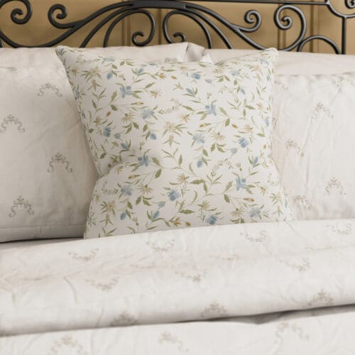 Historic Royal Palaces Royal Court Floral Duck Egg Cushion