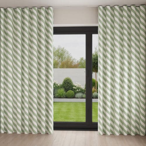 Historic Royal Palaces Tudor Stripe Green Wave Curtain