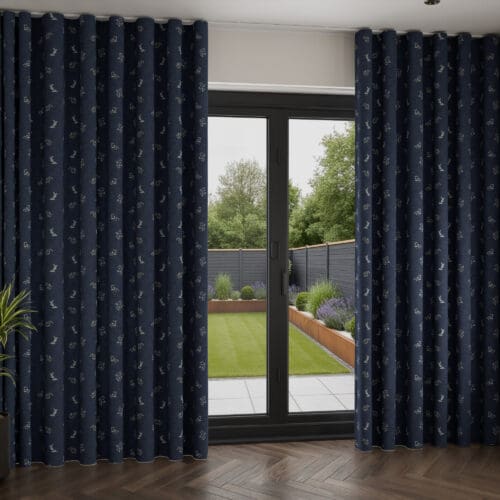 Historic Royal Palaces Victoria Sprigs Midnight Wave Curtain