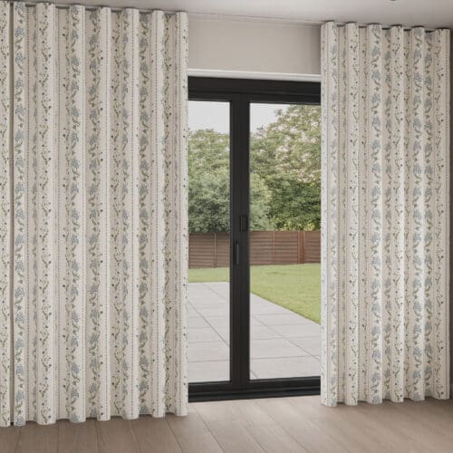Historic Royal Palaces Waistcoat Stripe Blue Wave Curtain
