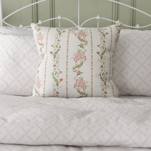 Historic Royal Palaces Waistcoat Stripe Clay Pink Cushion
