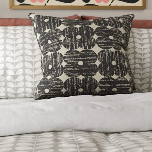 Orla Kiely Textured Flower Charcoal Cushion