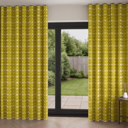 Orla Kiely Textured Flower Yellow Wave Curtain