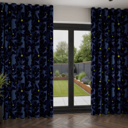 Orla Kiely Wildflower Indigo Wave Curtain
