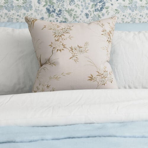 Rachel Ashwell Bird Chinoiserie Pink Tan Cushion