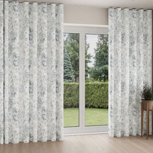 Rachel Ashwell Romantic Rose Blue Wave Curtain