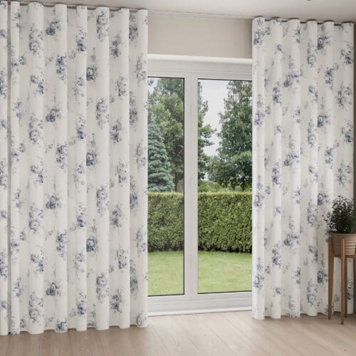 Rachel Ashwell Sunbleached Floral China Blue Wave Curtain