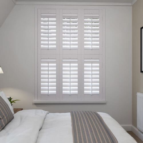 Rose White Tier On Tier Plantation Shutters